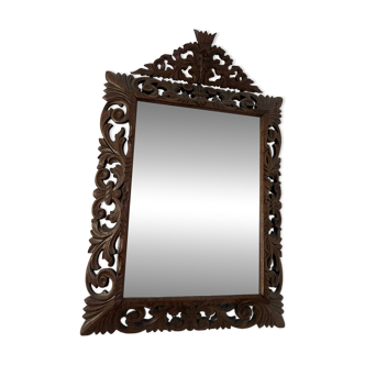 Carved wooden mirror