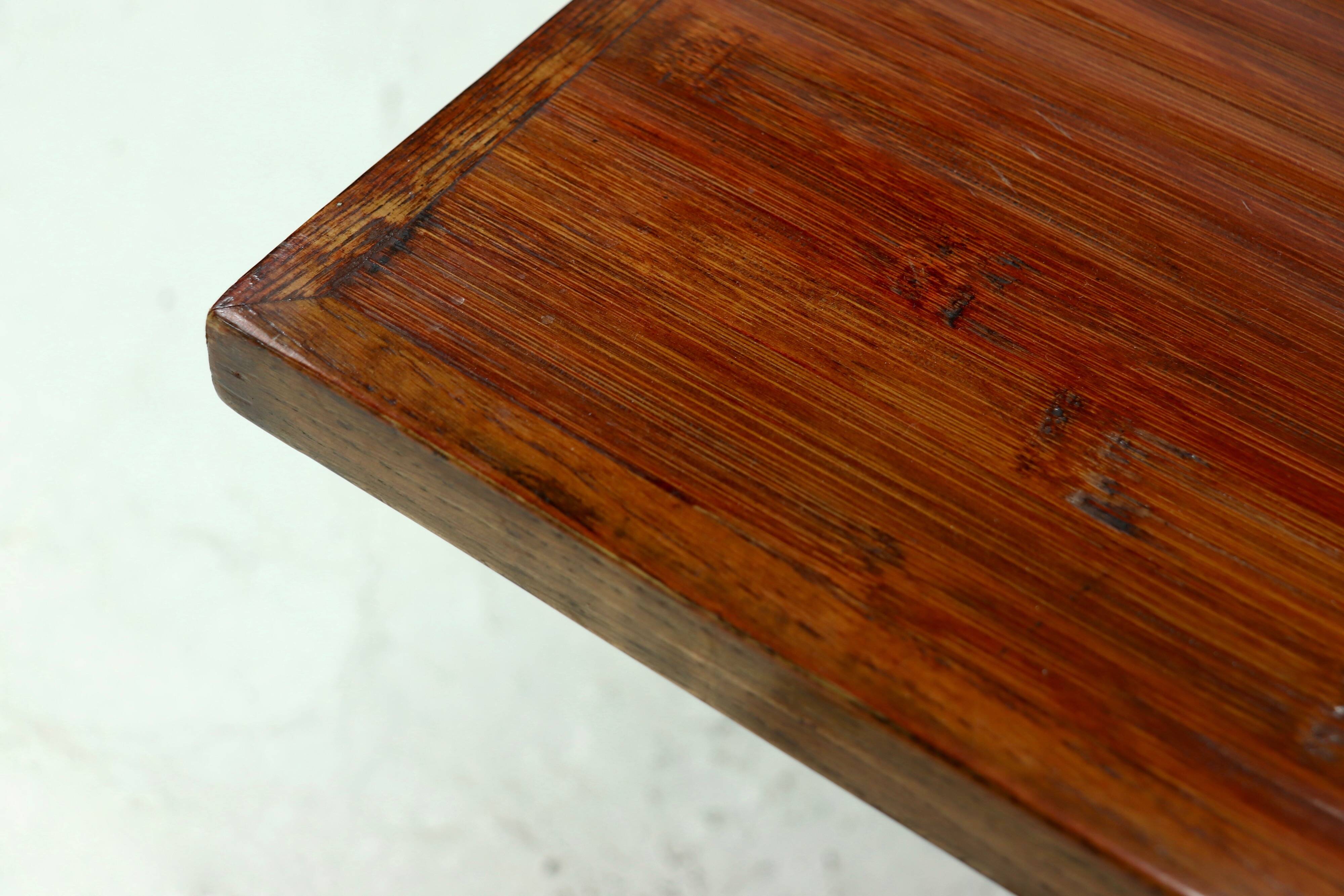 Large Bamboo and Wood Coffee Table Attributed to Axel Vervoordt 1980s