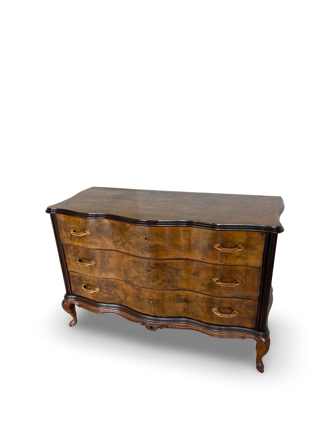 Commode italienne Art déco en loupe de noyer, années 1940-50