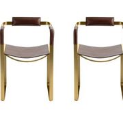 Paire de fauteuils Wanderlust avec dossier, marron et laiton