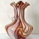 Vintage Murano glass vase, white and orange opaline from the 1970s.
