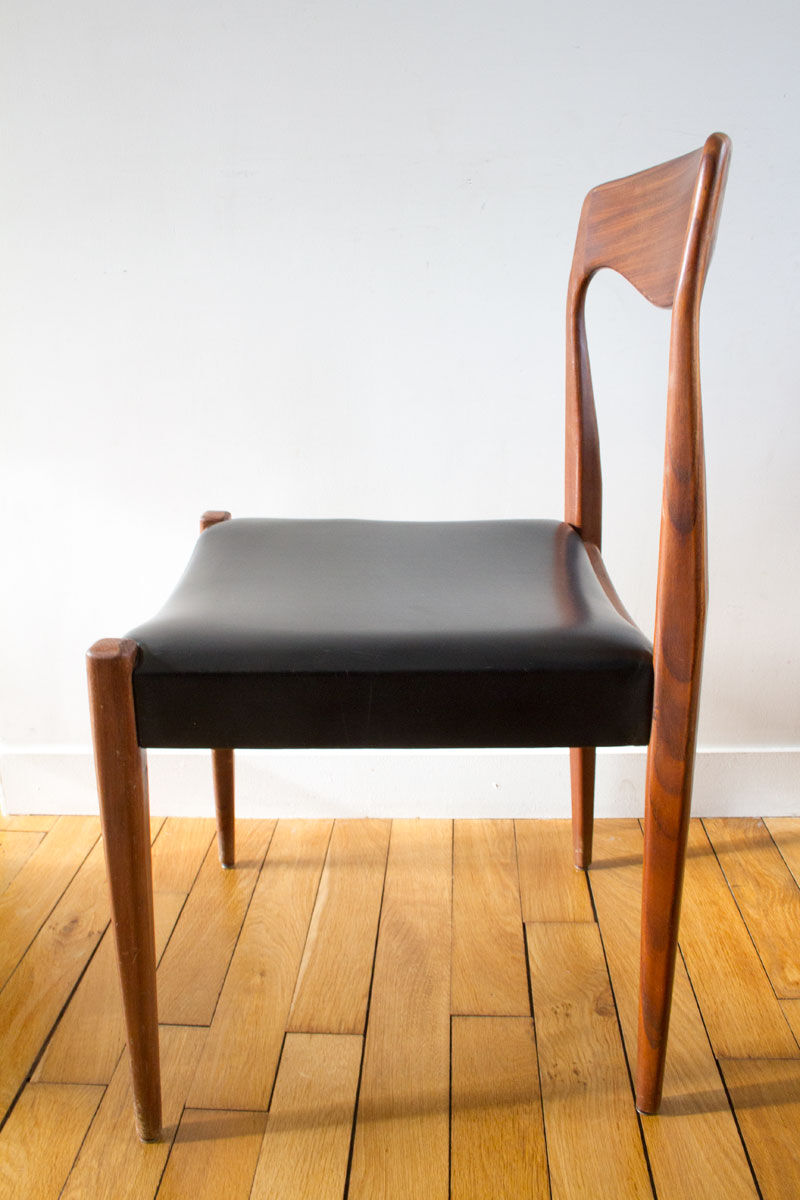 Teak and skai chair