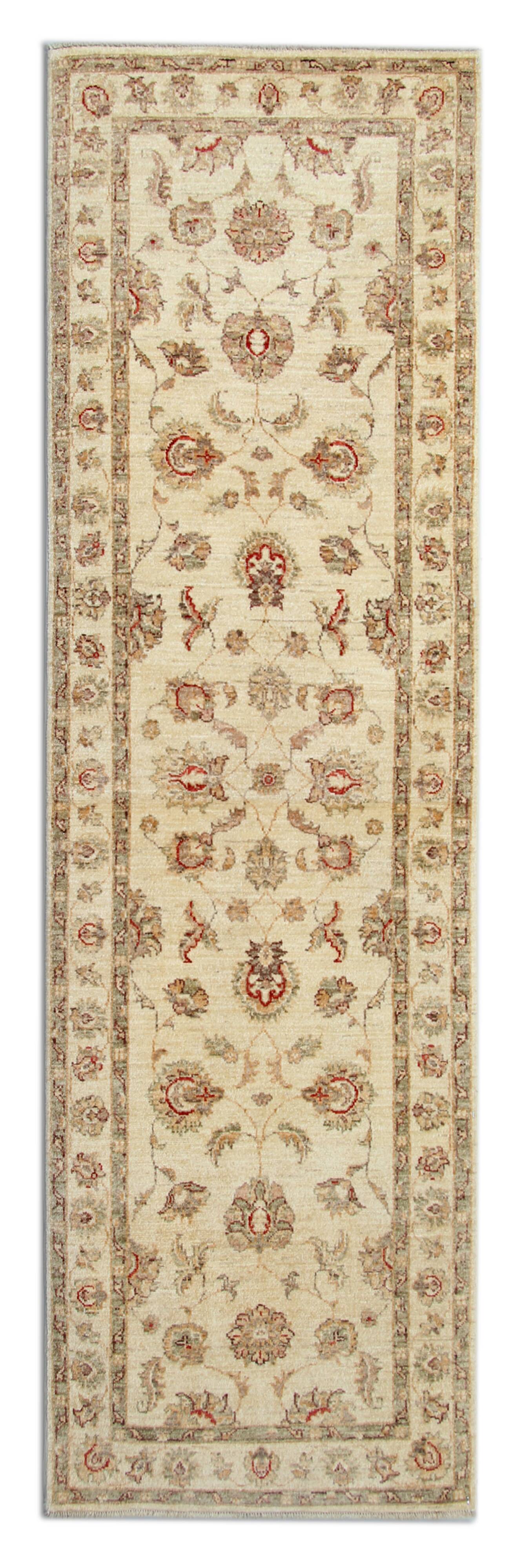 Traditional Runner Rug Handknotted Carpet Cream Area Gray Afghan Rug Home D