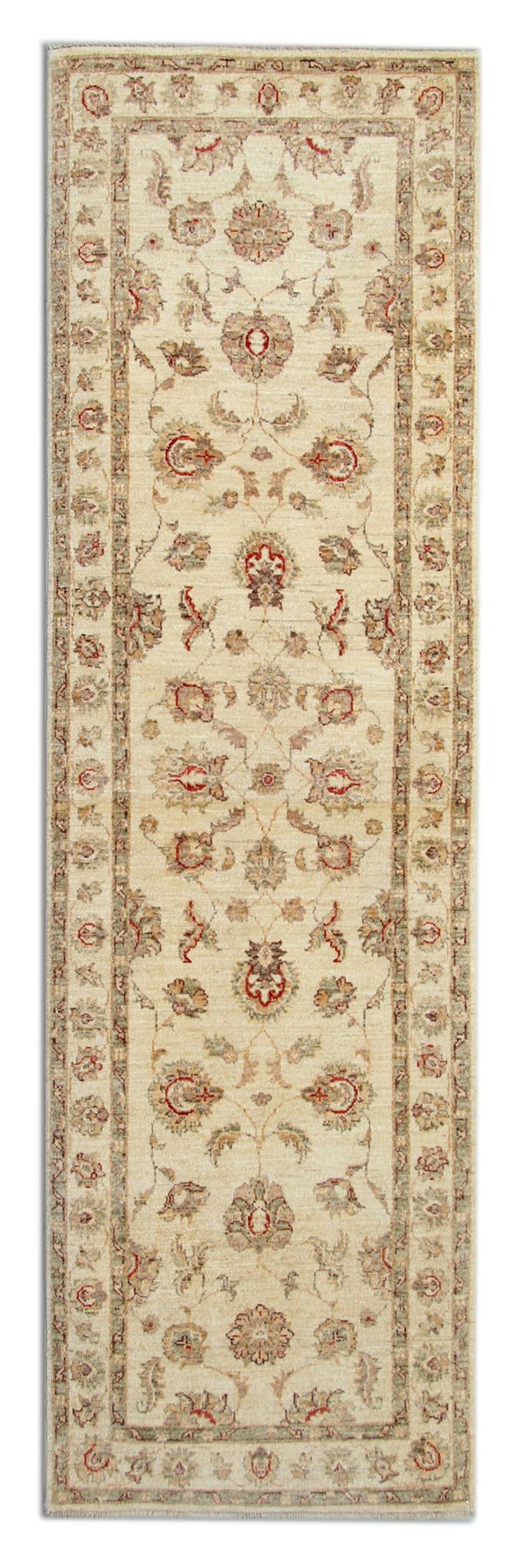 Traditional Runner Rug Handknotted Carpet Cream Area Gray Afghan Rug Home D