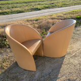Paire de fauteuils cuir design