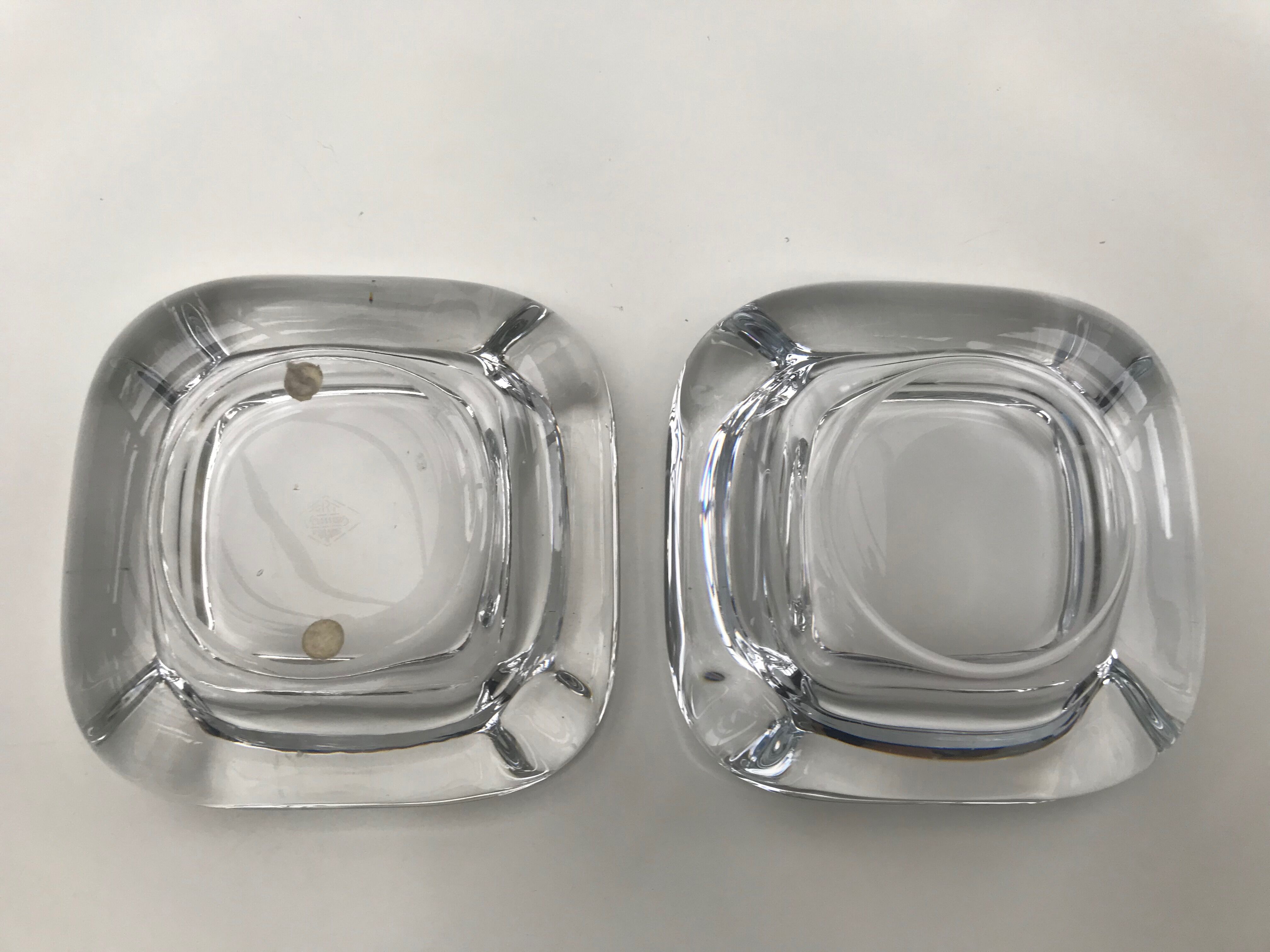 Two vannes art crystal ashtrays