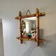 Faux bamboo wooden wall mirror