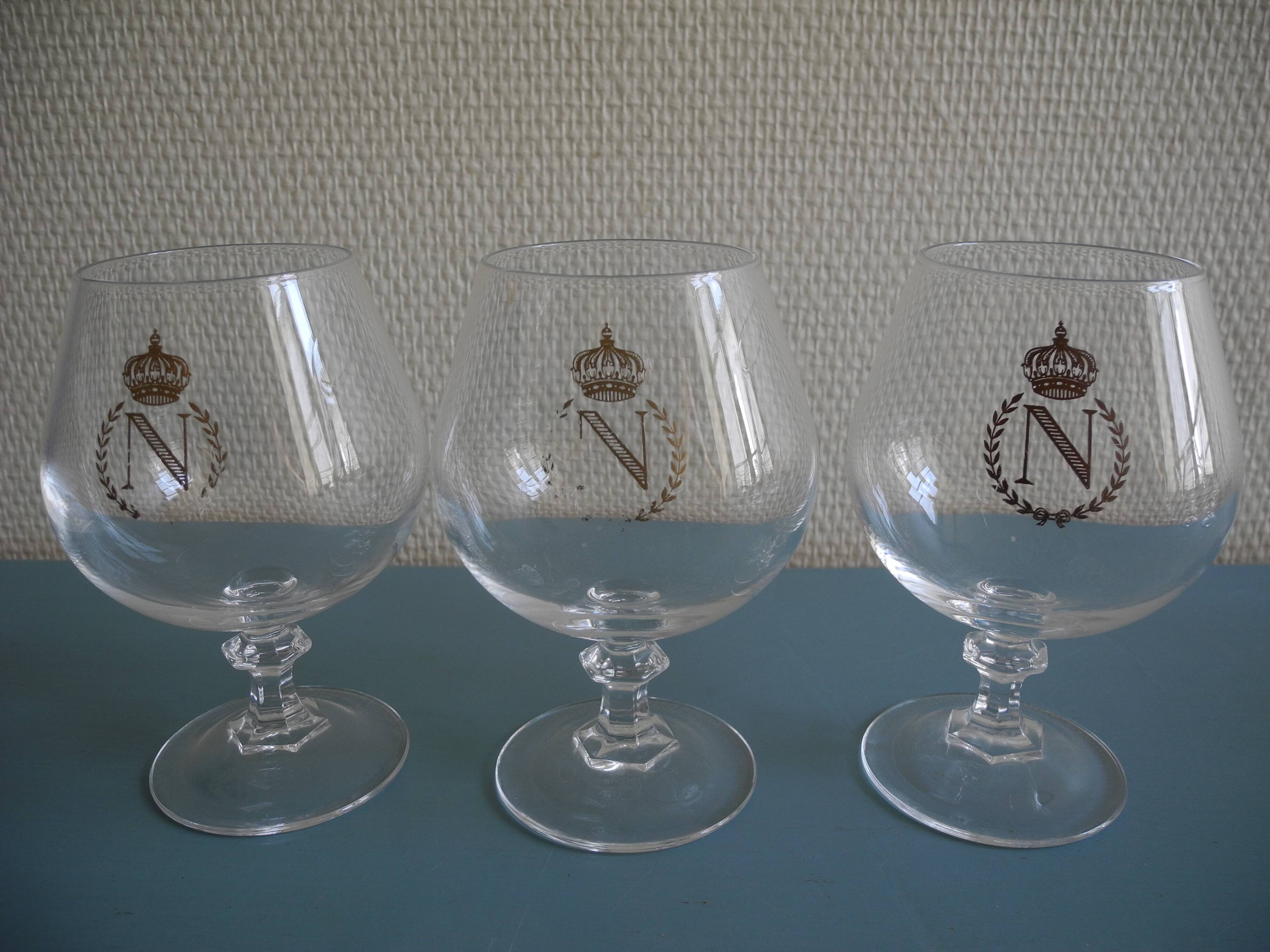 set of 6 cognac liqueur crystal glasses Napoleon old crystal glasses