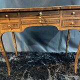 19th-century hairdresser with marquetry decoration on oak in the Louis XV Transition style.