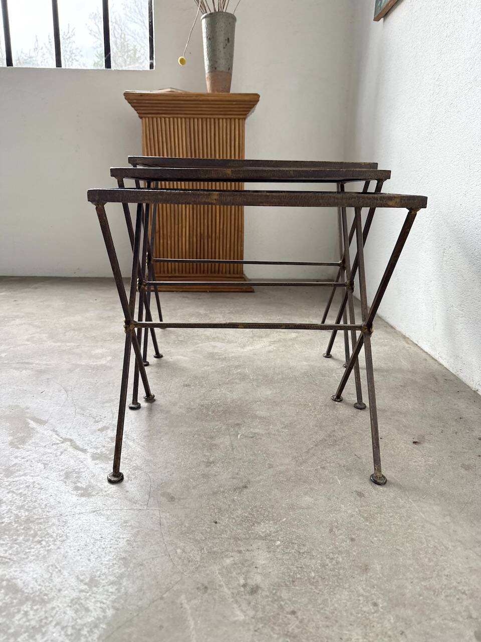Adnet 1950s nesting tables trio