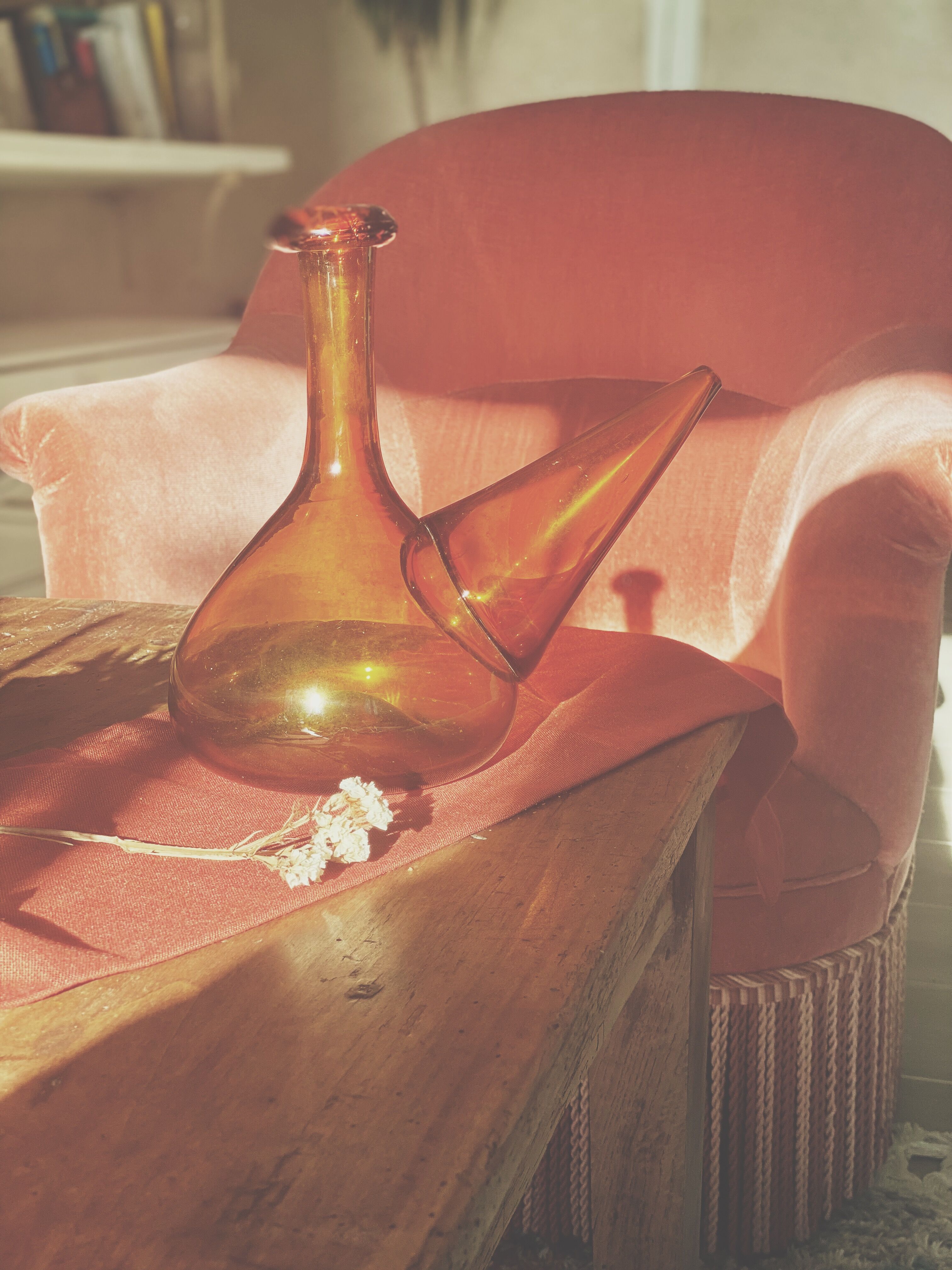 Amber glass decanter