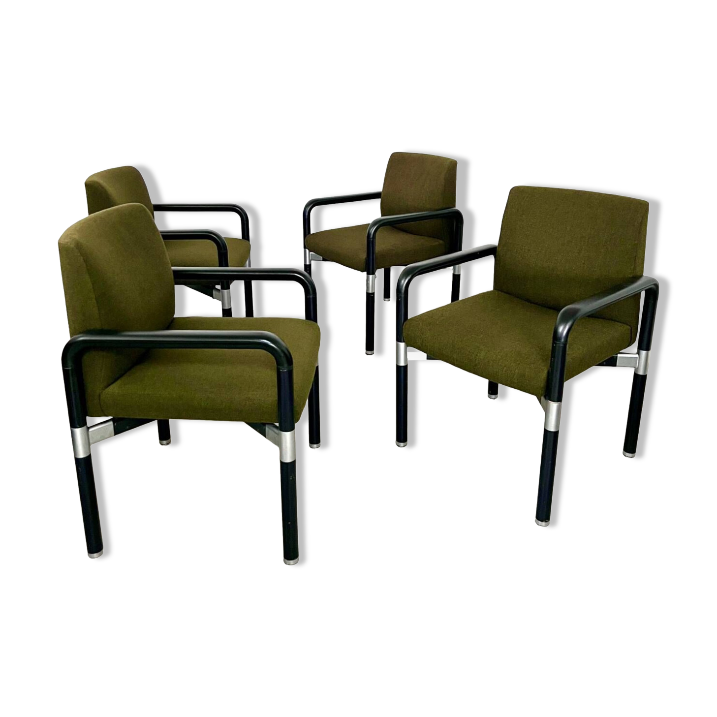 Lot de 4 chaises fauteuils design années 80 Wilkhahn métal et tissu vintage