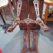 Bistro table over wood cast iron legs