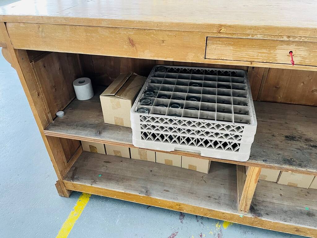 Old pitch pine counter