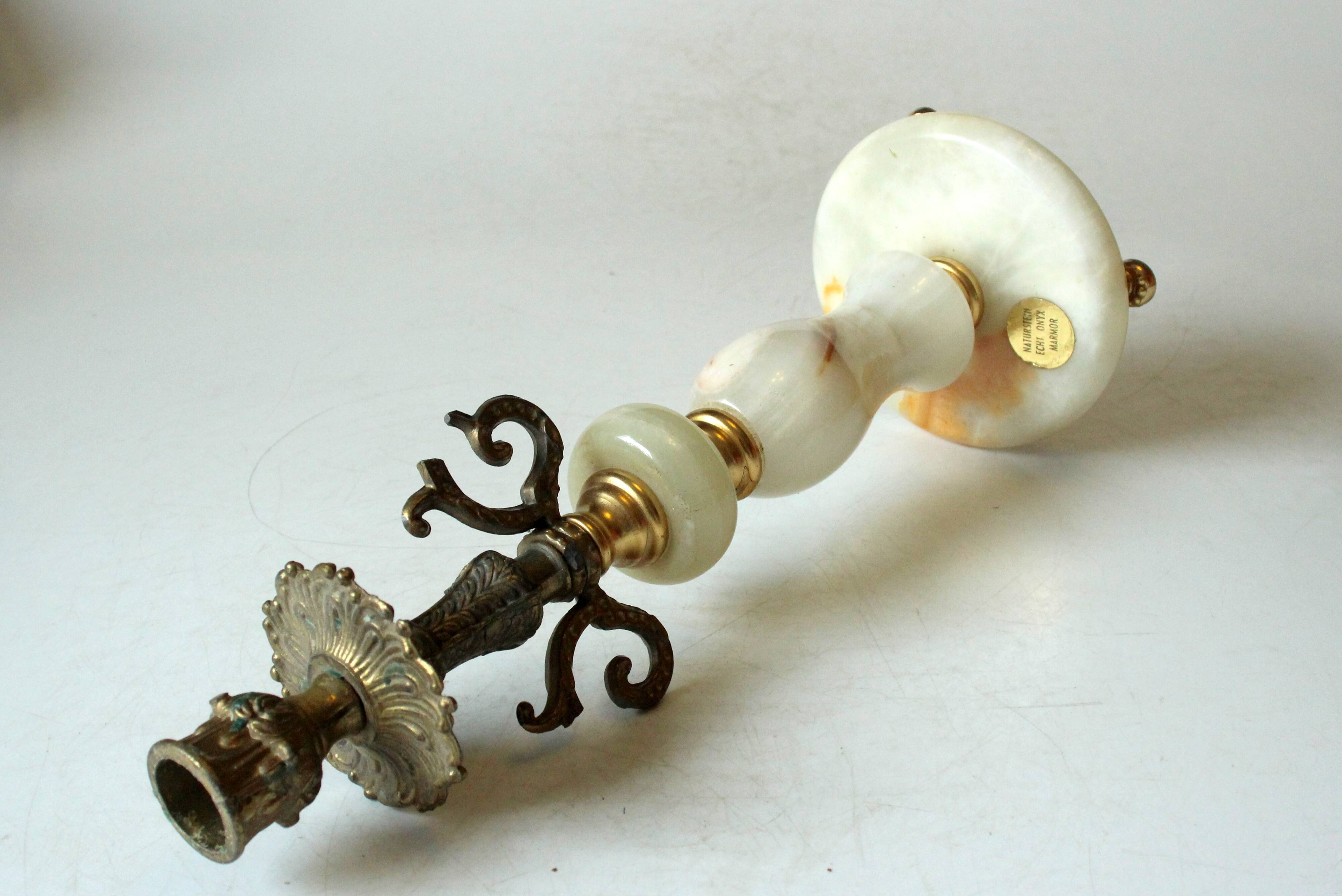 1960s onyx and brass candle holder, vintage