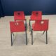 Set of 4 Galvanitas S30 raspberry red / gray steel chairs from the 70s