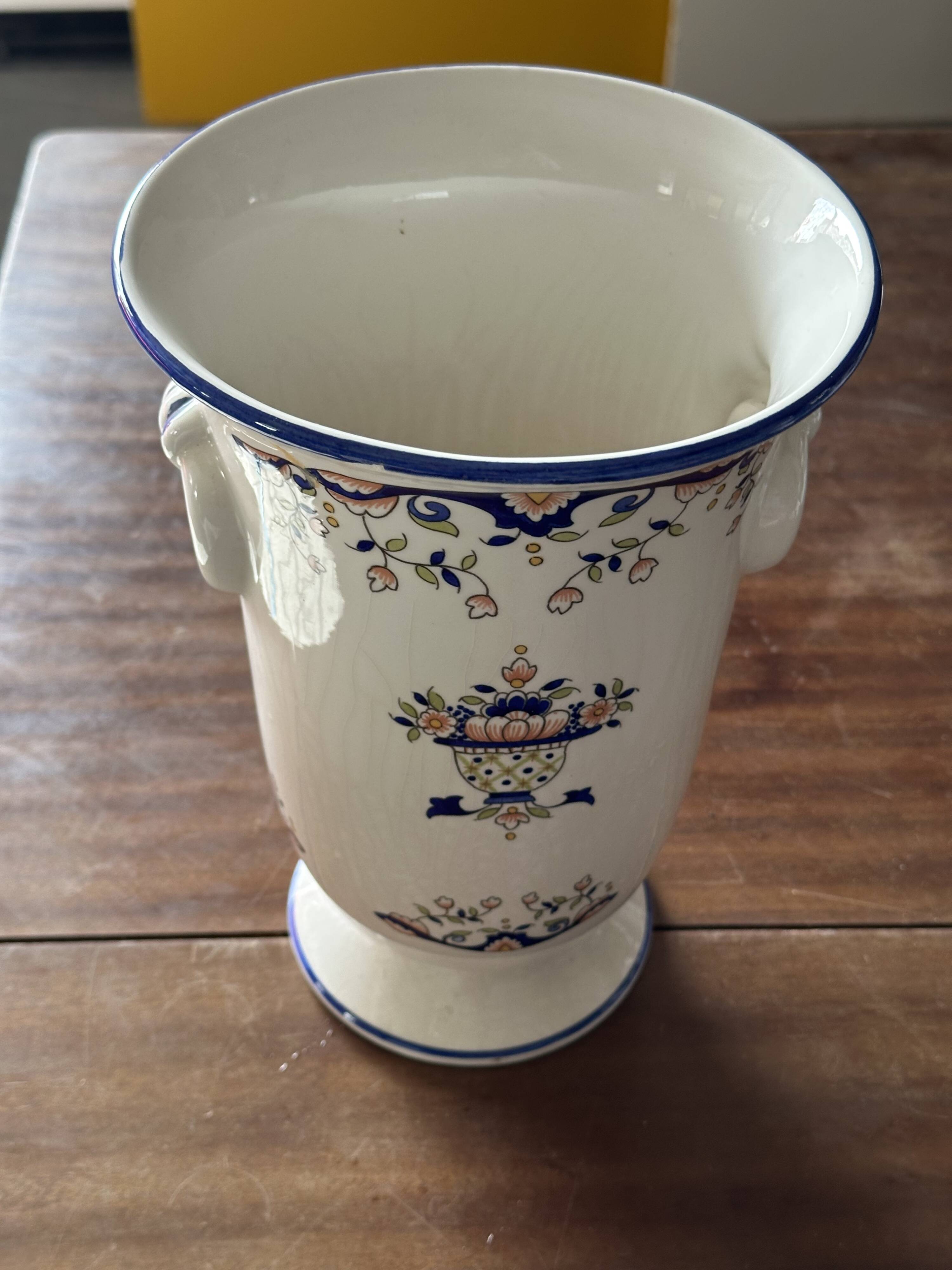 Vase en Céramique Vieux Rouen H 25 cm fin 19 e siècle