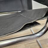 70s armchair in chromed tubular and black leather