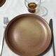 5 Assiettes plates Grès de Bourgogne Sarreguemines brun nuancé