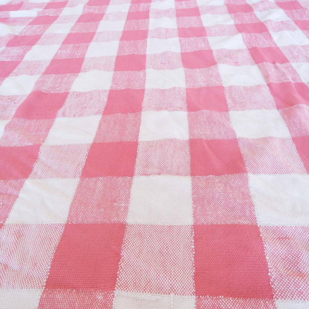 Vintage Haik pink blanket with Moroccan checks - 186 x 252 cm