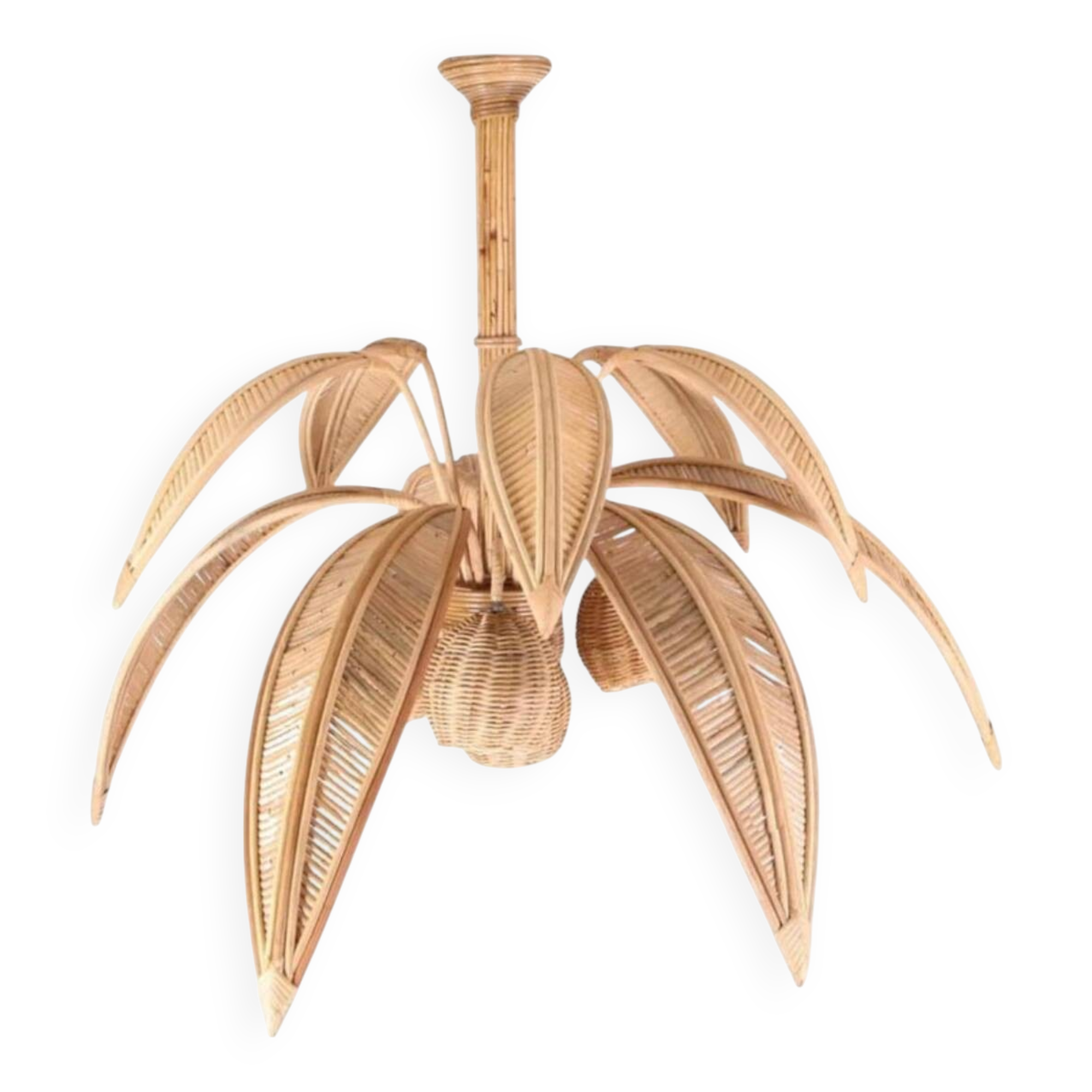 Coconut palm chandelier in rattan