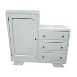 Commode asymétrique vintage vert lichen