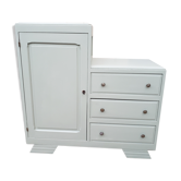 Asymmetrical vintage chest of drawers lichen green