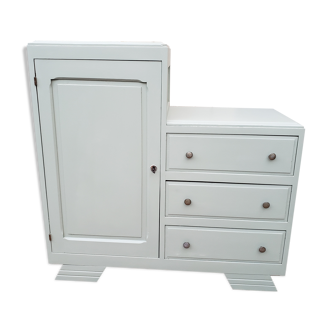 Commode asymétrique vintage vert lichen