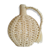 Bottle / vase soliflore macramé raffia / vintage plastic