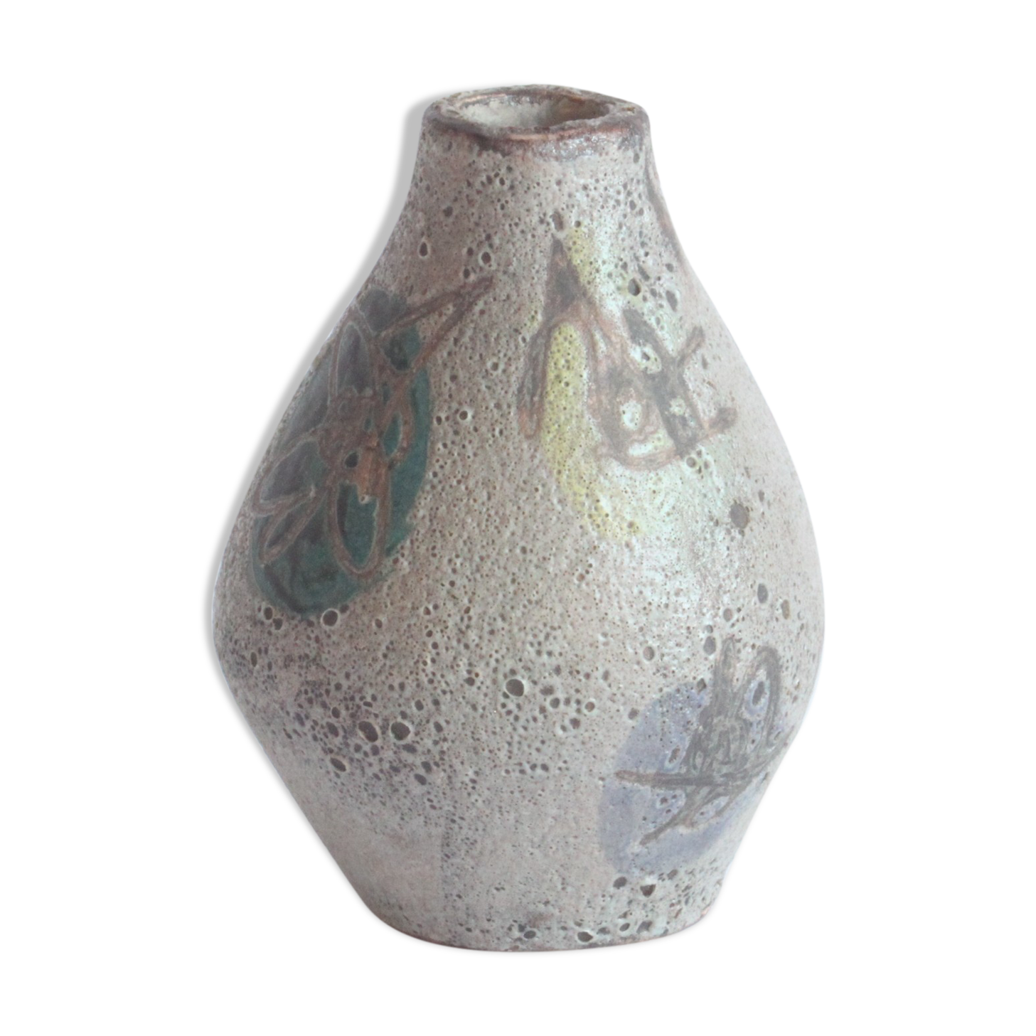 Prehistoric sealife decor vase by Anna Camos, Vallauris 1950