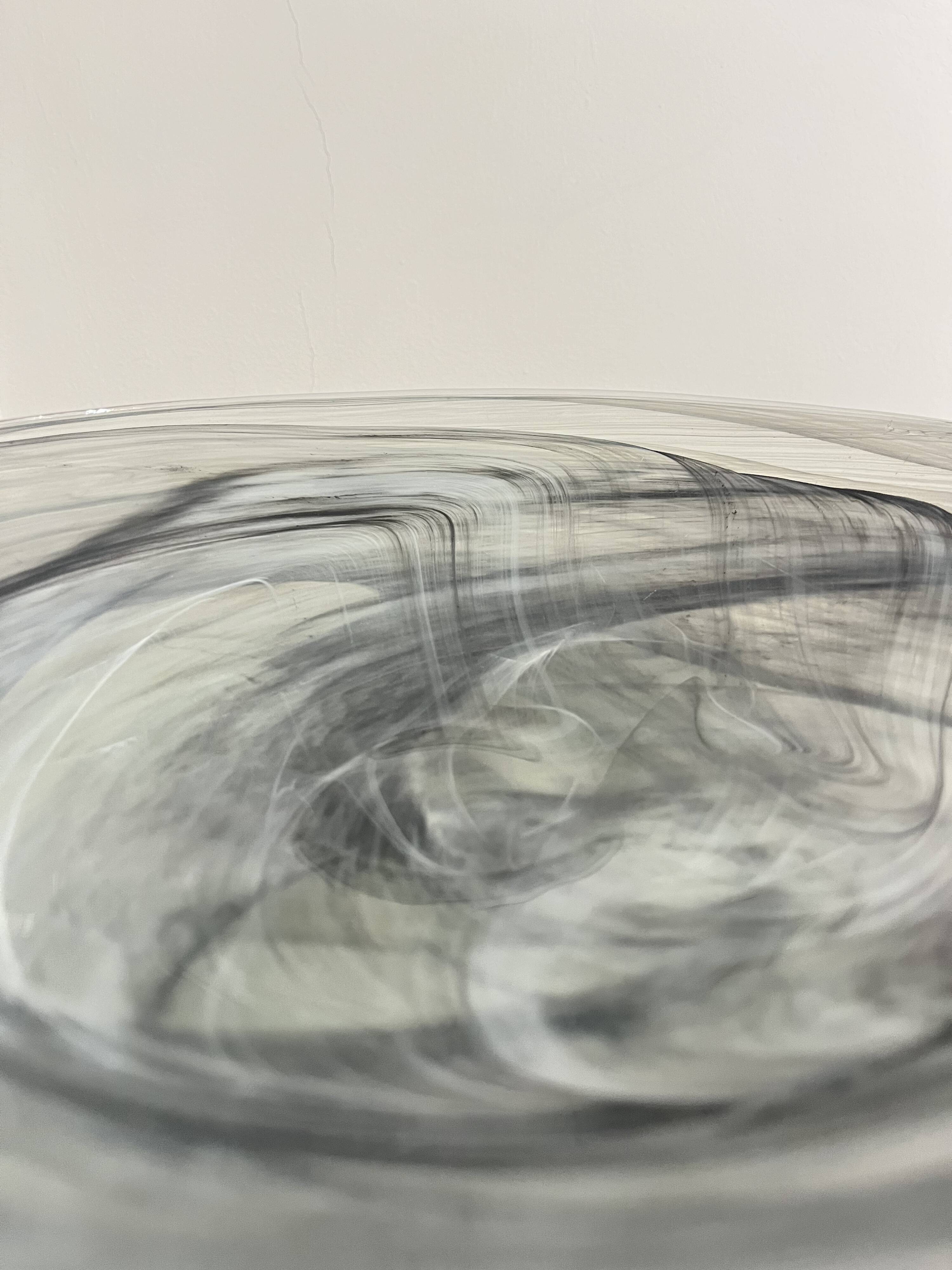 Vintage Holmegaard Smoked Glass Swirl Plate, Serving Bowl, Denmark, 1070s