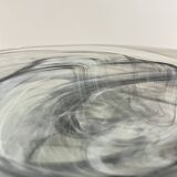 Vintage Holmegaard Smoked Glass Swirl Plate, Serving Bowl, Denmark, 1070s