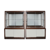 Pair of 1900 mahogany store windows