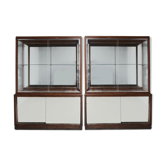 Pair of 1900 mahogany store windows