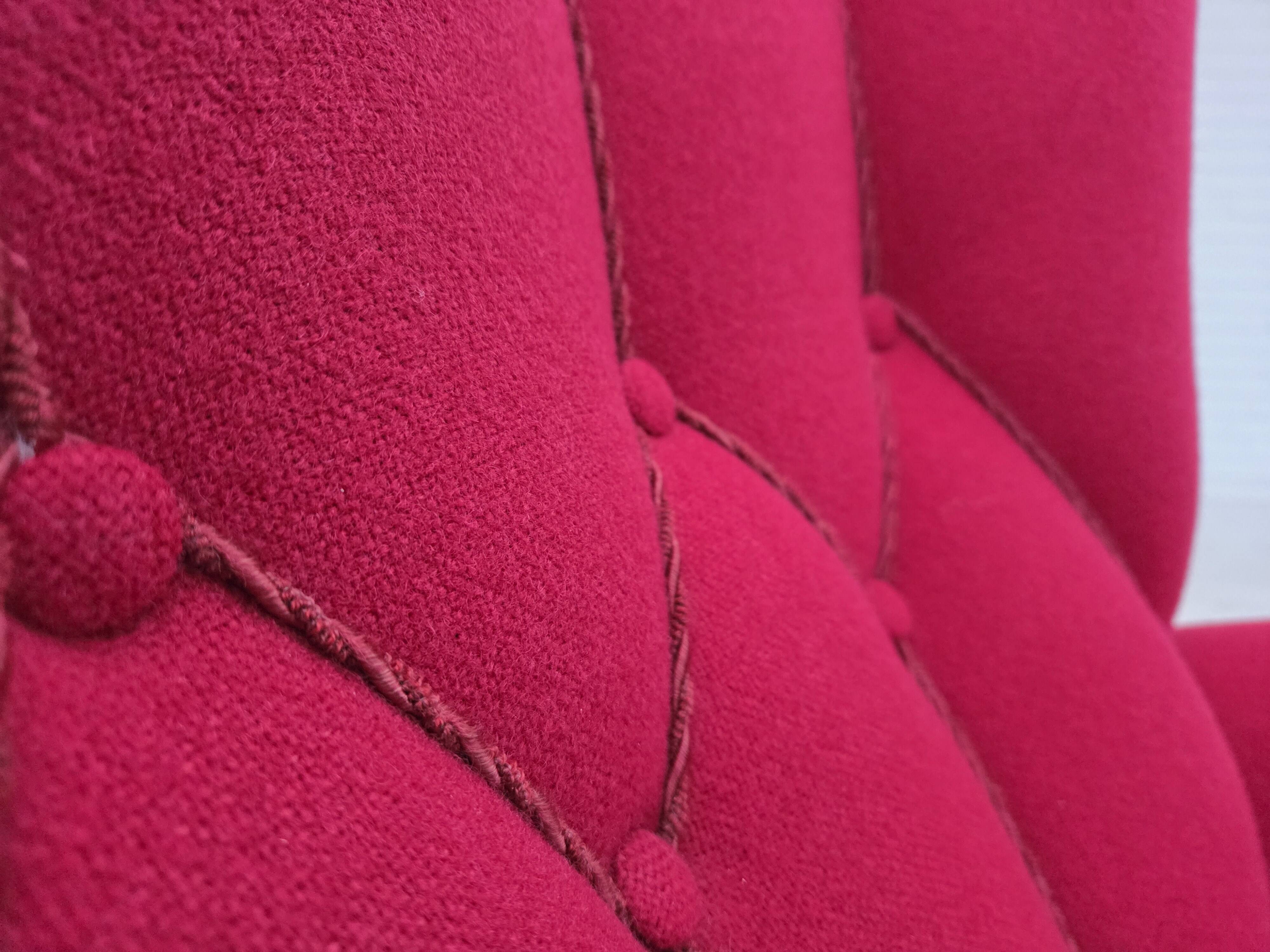 1960s, Danish armchair, furniture wool, beech wood logs.