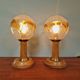 Pair of wooden and blown glass lamps, Honsel Leuchten, 1970s