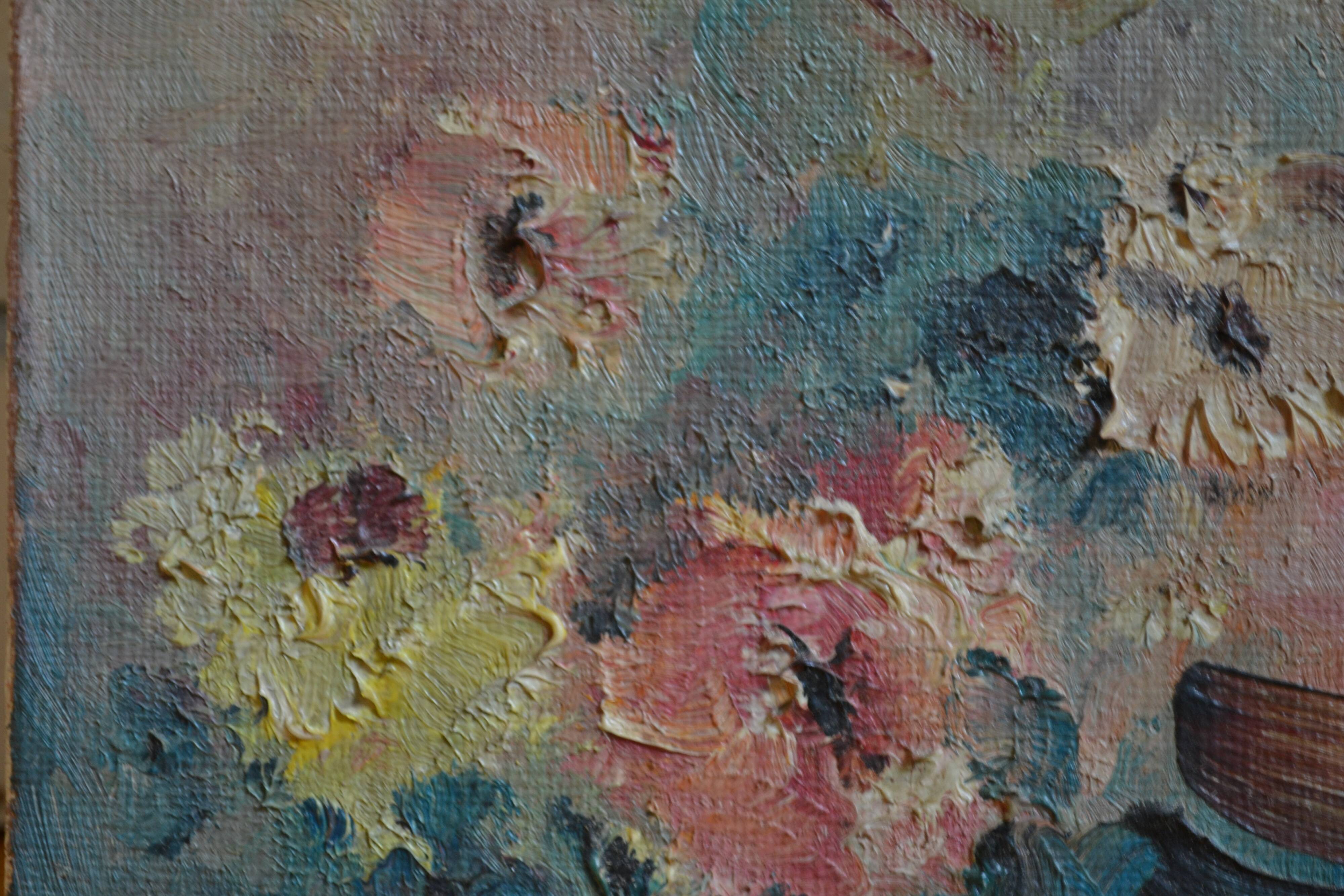 Portrait by Henri Zayan, HST painting, French school, mid-20th century.