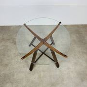 Table d’appoint en bois et verre, Italie, années 60, guéridon