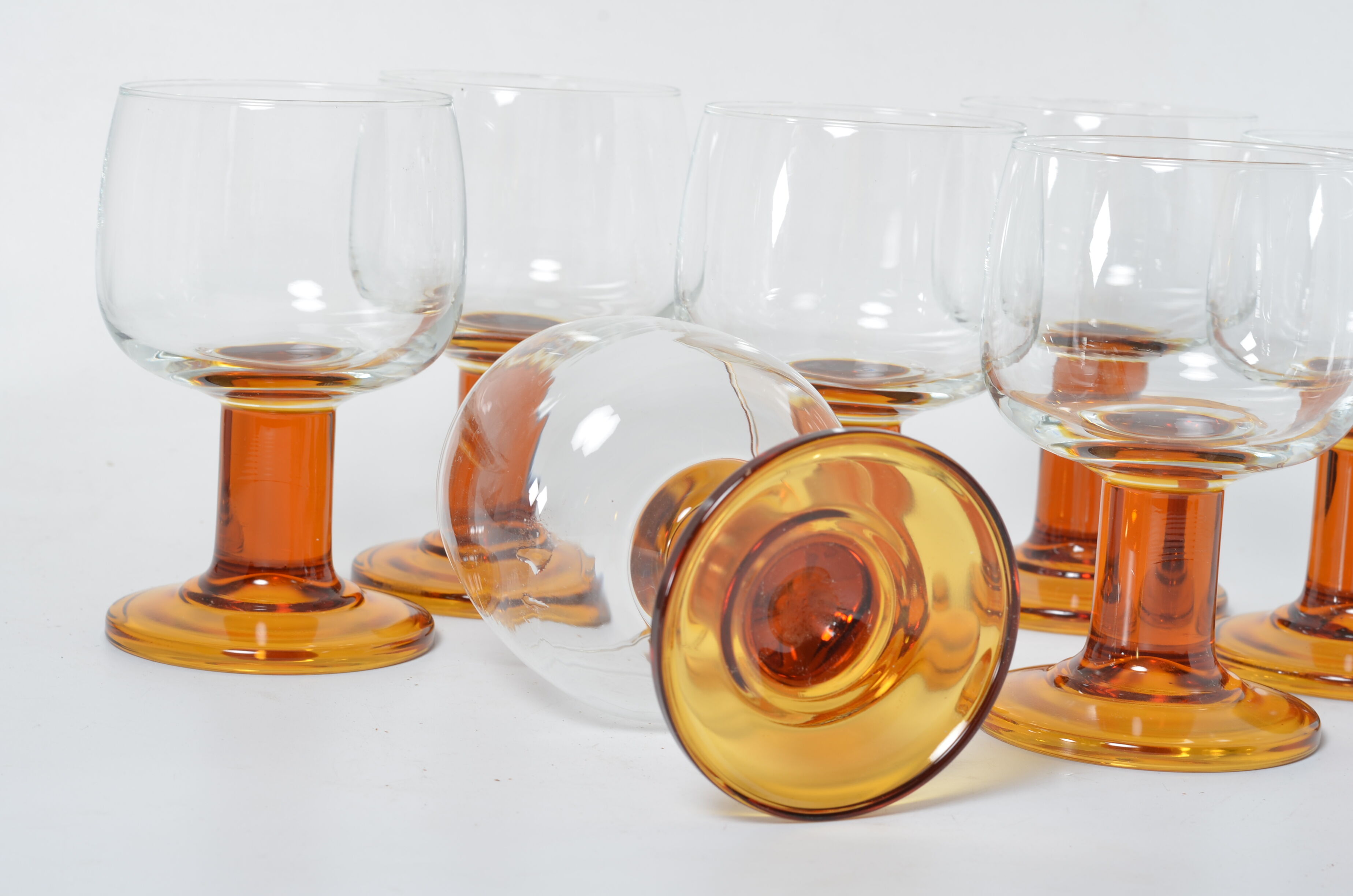 Amber stemmed glasses