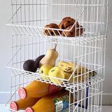 Trio of stackable steel wire baskets vintage italy