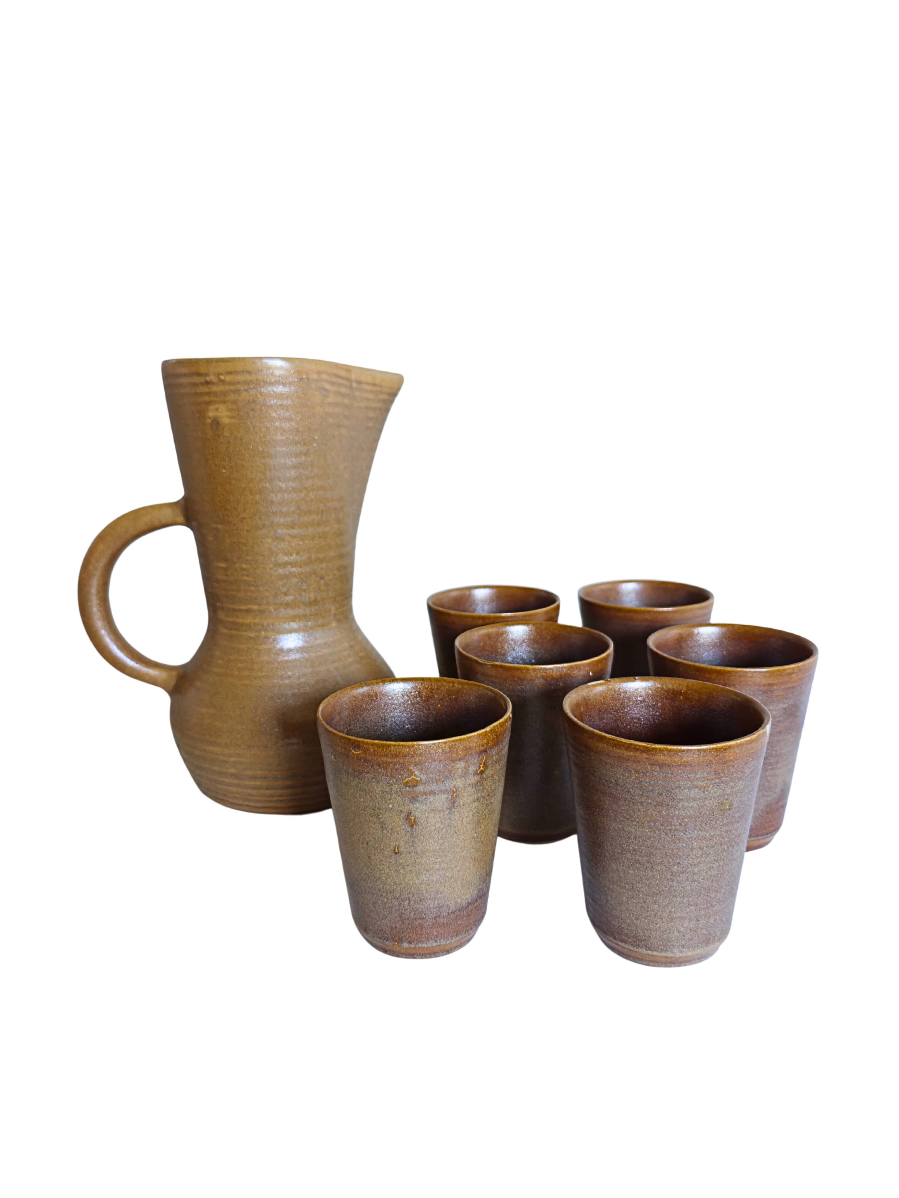 Vintage stoneware jug & cups