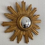 Vintage mirror 1960 sun witch gold leaf - 40 cm