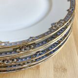 6 assiettes plates porcelaine fine F. Legrand 1920