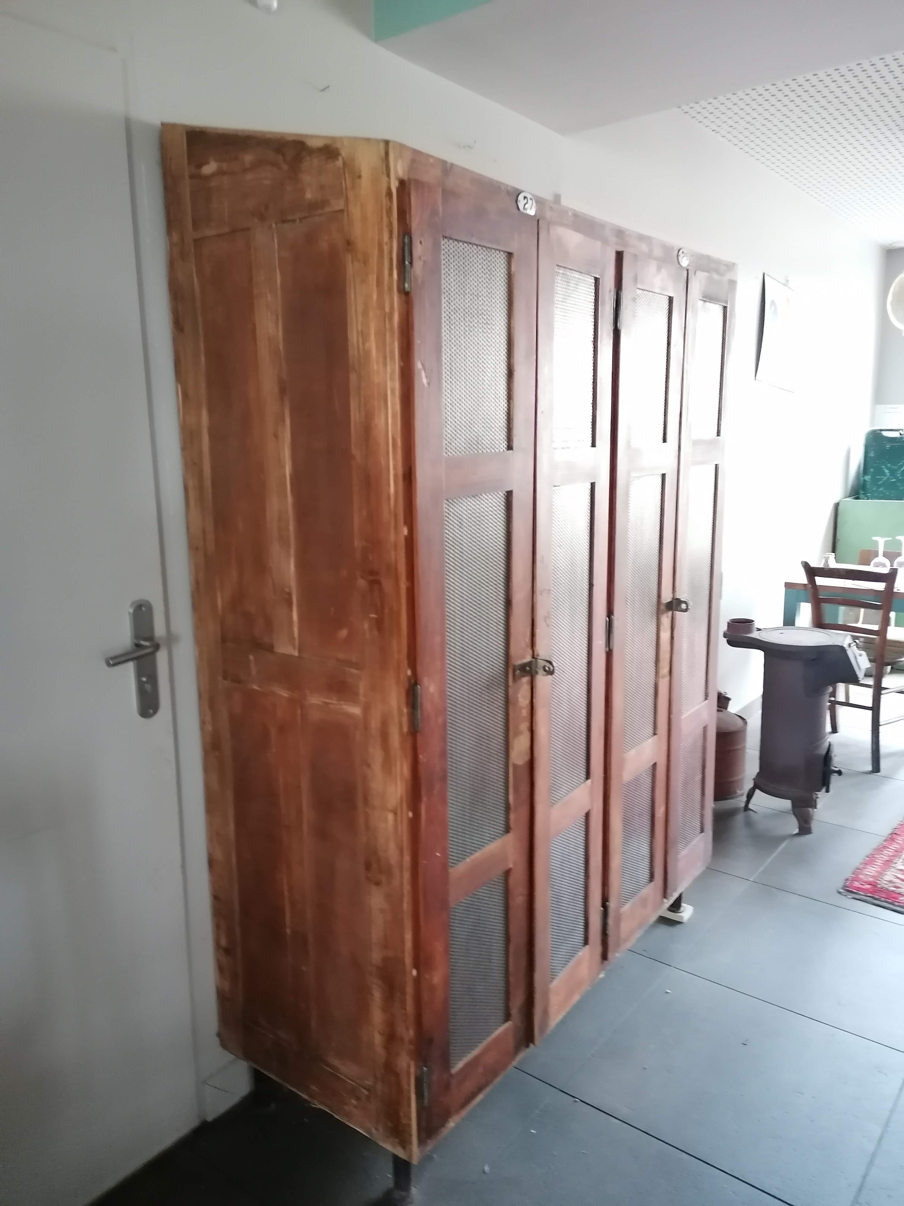 Vintage wooden wardrobe, 4 doors, cloakroom style.