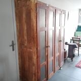 Vintage wooden wardrobe, 4 doors, cloakroom style.