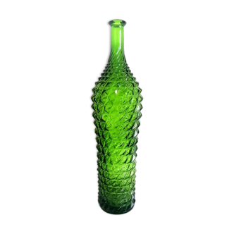 Carafe diamant en verre d'Empoli vert 1950