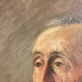 Portrait of an old man with a tricolor barrette