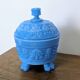 Blue moulded opaline bonbonnière, first half of the 20th century.