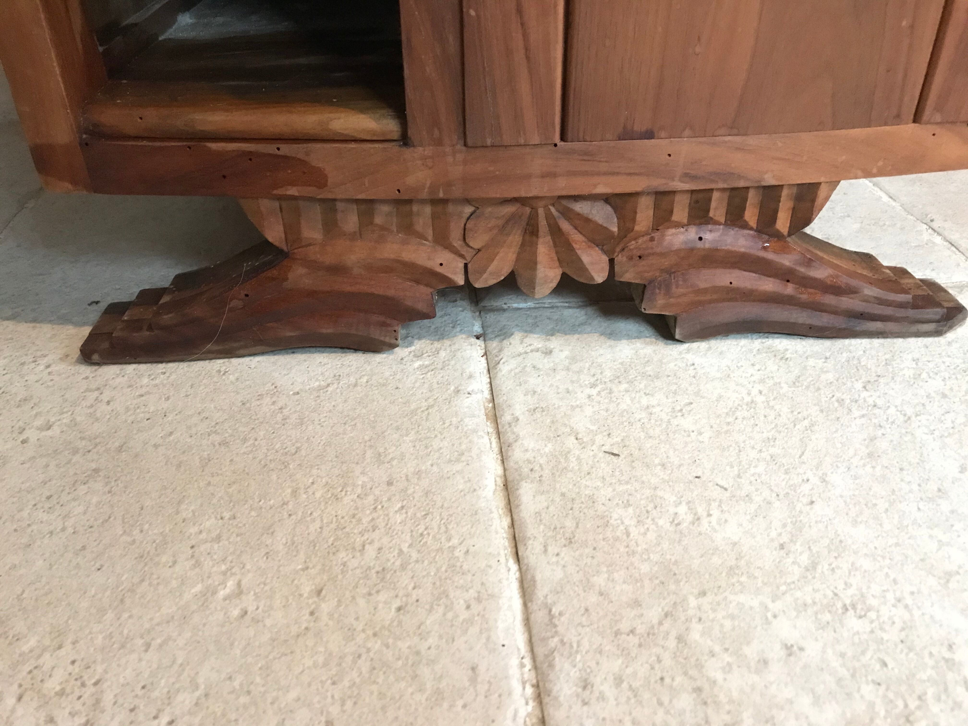 Art Deco wood and marble bedside