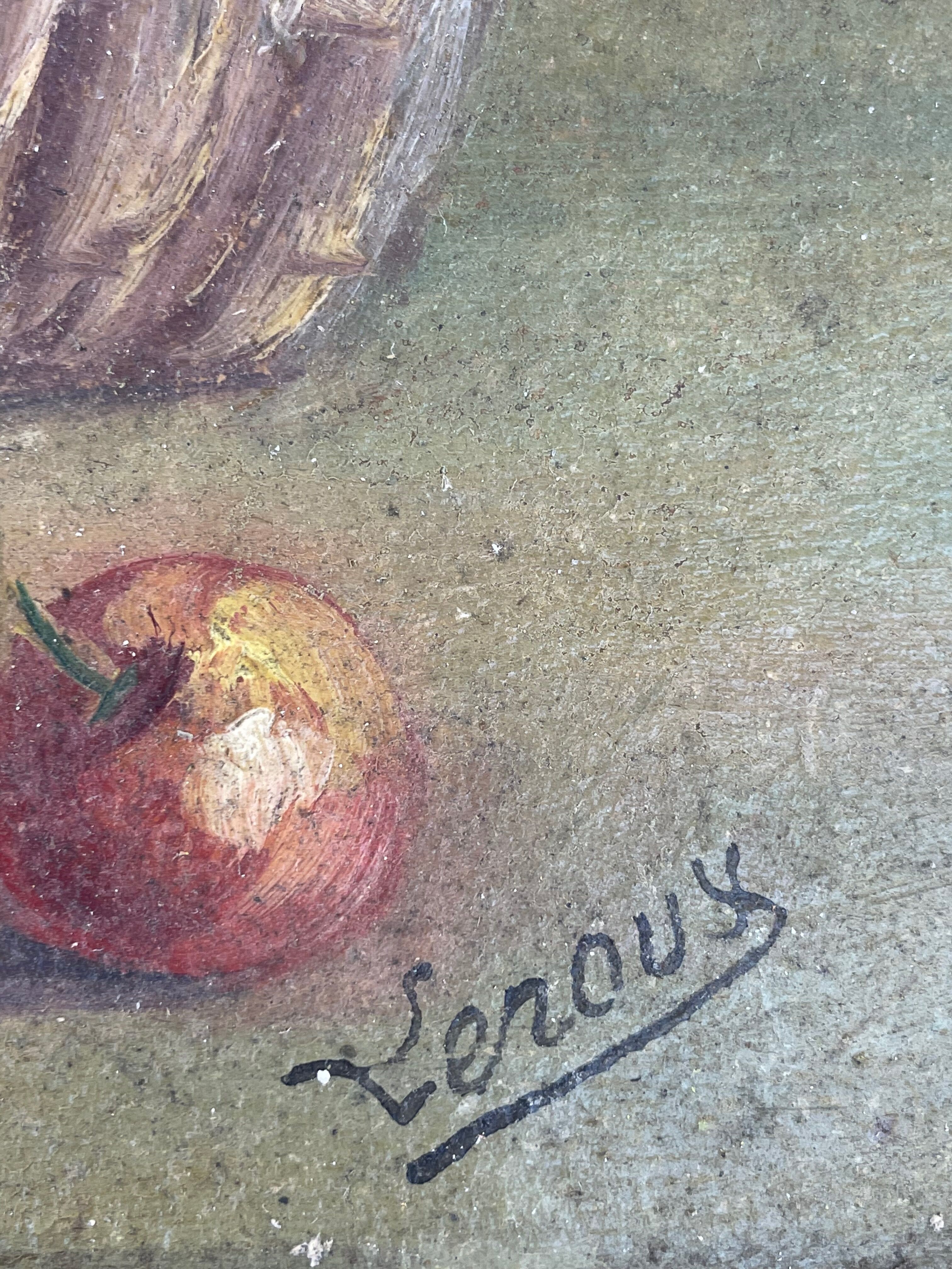 Still life painting with cherries by Leroux